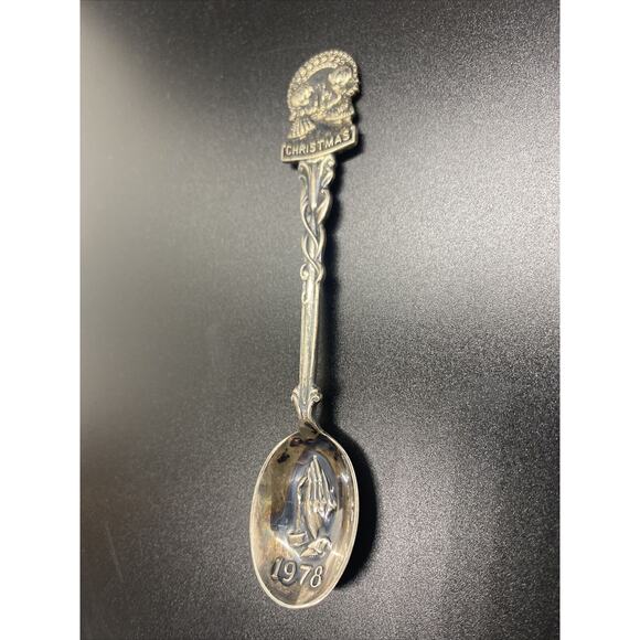 Vintage 1978 CHRISTMAS Silver Plate Souvenir COLLECTIBLE Kids Praying Hands - Picture 5 of 12